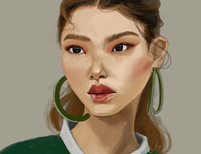 Green digital art digital painting digital portrait girl illustration portrait sketch