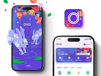 OVO Chinese New Year Theme: Water Rabbit (2023) app chinese design illustration new year rabbit vector water