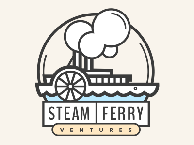 SFV logo draft boat ferry illustration logo oldschool steam steam boat steam ferry
