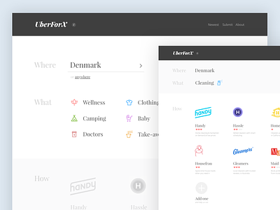 Uber for X directory marketplaces mockup on demand site uber for x