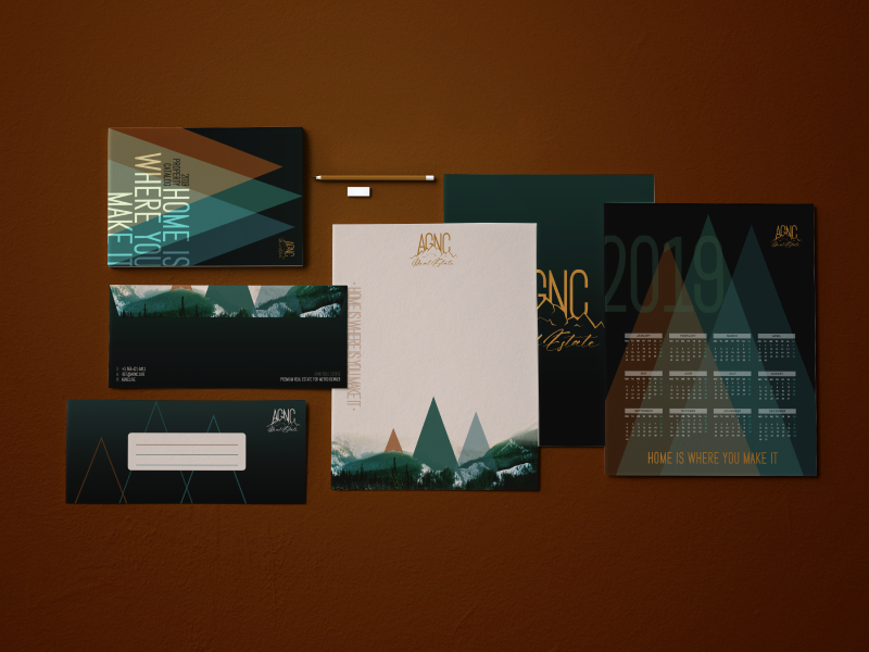 Real Estate Brand Identity envelope design stationery design calendar logo design print design identity branding