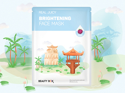 Beauty Box - Real Juicy Face Mask (Plum) branding colors dongtrieuz historic illustration masksheet packaging packaging design somewhereinvietnam travel vietnam