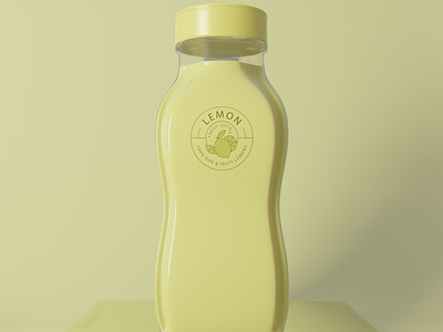 Lemon juice bottle design 3d blender branding design eevee illustrator label logo mockup psd