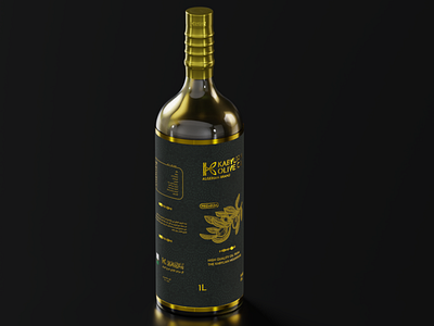 3d render of olive oil bottle design with packaging labels