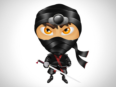 Ninja cartoon digital funny illustration ninja photoshop vector