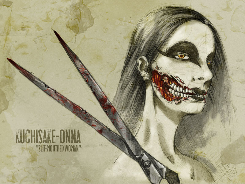 ArtStation - Sketch of Kuchisake Onna