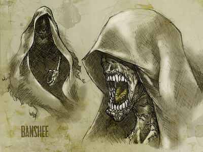 #31DaysOfMonsters DAY 5: Banshee banshee character drawing halloween illustration monster scary
