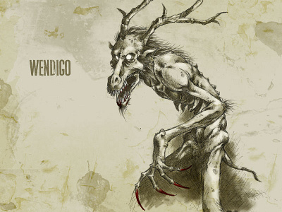 #31DaysOfMonsters DAY 7: Wendigo 31 days of monsters cannibal character horror illustration monsters wendigo