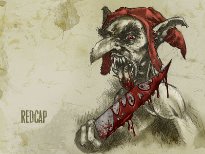 #31DaysOfMonsters DAY 12: Redcap 31daysofmonsters blood cap illustration monster red redcap