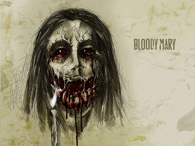 #31DaysOfMonsters DAY 15: Bloody Mary 31daysofmonsters blood bloody creepy ghost illustration mary monster