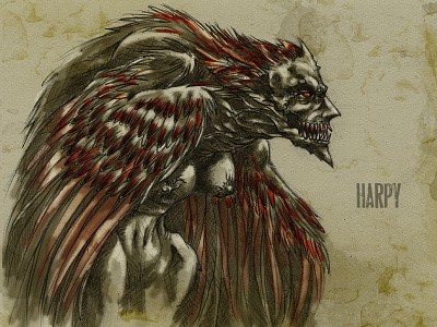 #31DaysOfMonsters DAY 24: Harpy 31daysofmonsters evil greek harpy illustration monster mythology