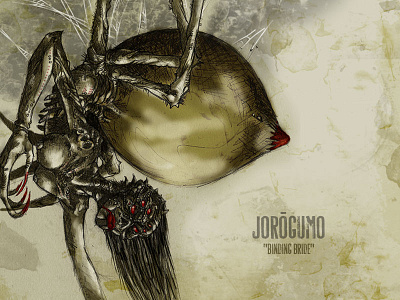 #31DaysofMonsters DAY 25: Jorogumo (Binding bride) 31daysofmonsters demon evil illustration jorogumo monster spider