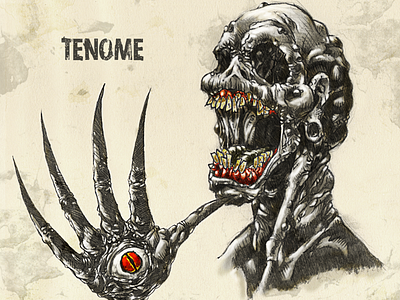 #31DaysofMonsters Day 10: Tenome 31daysofhalloween 31daysofmonsters halloween horror horrormacabre illustration monster scary scarymonster tenome yokai