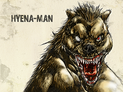 #31DaysofMonsters DAY 14: Hyena-Man 31daysofhalloween 31daysofmonsters halloween heyna heynaman horror horrormacabre illustration monster scary scarymonster werehyena