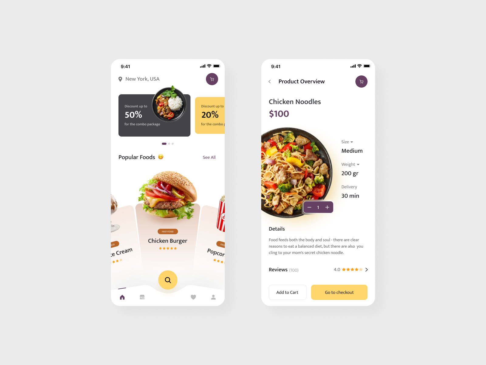 Hungry - Food App UI by Zhao.Li on Dribbble