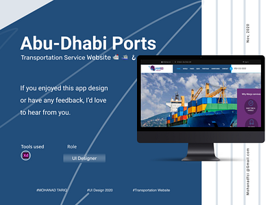 Abu - Dhabi Ports Transportation Service Website design ui web