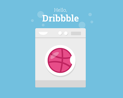 Hello, Dribbble! hello dribbble illustration vector washing machine