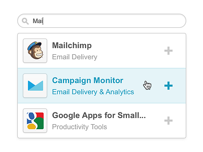Live Search add email hover interface search ui ux