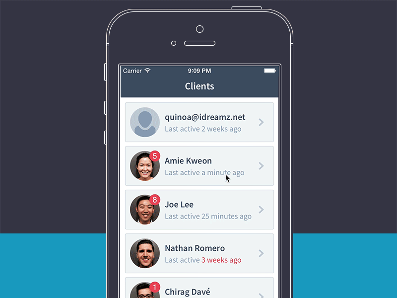Quick Chat chat interaction ios swipe ui