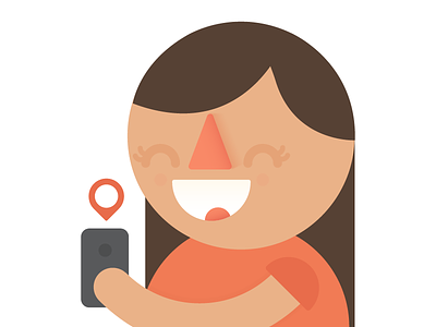 Girl with iPhone character flat geotag girl happy hok illustration iphone tractical