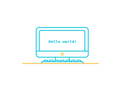 Hello world! computer hello imac keyboard lines outline world