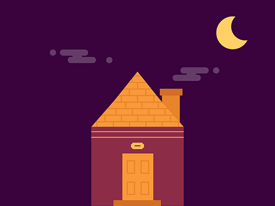House chimney home house moon night purple smoke