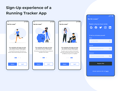Sign up experience of a Running Tracker App
