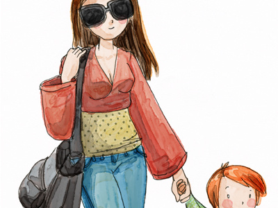 Hip Mommy fashion illustration motherhood parenting toddler