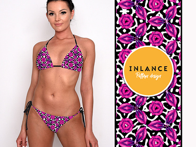 swimwear pinkleaves with turing pattern