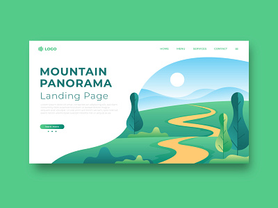 mountain panorama landing page illustration branding design flat icon illustration logo ui ux web website