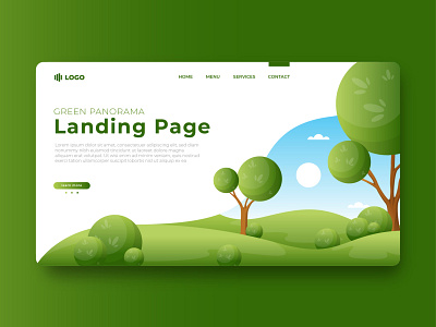 Green Panorama Landing Page Illustration