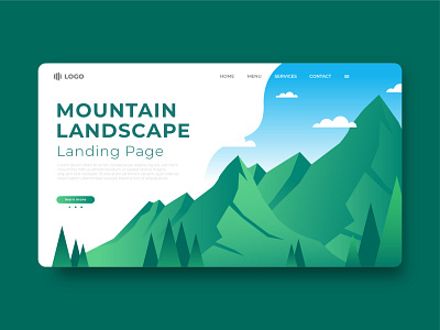 MOUNTAIN LANDSCAPE LANDING PAGE design flat illustration landing page landscape design ui ux vector web website