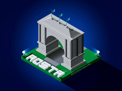 Hello Dribbble! Isometric Arch, Lego style