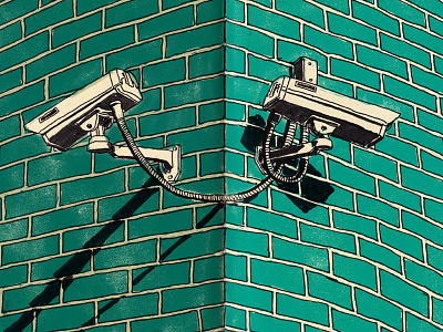 Security Cameras brick wall drawing illustration mario moleskine pattern plein air security cameras shadow sketchbook zucca