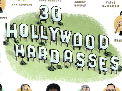 30 Hollywood Hardasses Poster action movies actors drawing hollywood illustration mario portrait zucca