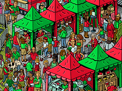 Razor Scooter/Sriracha Mashup advertising branding crowd crowd scene drawing illustration mario zucca