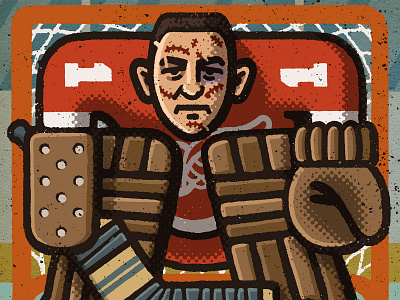 Terry Sawchuk Portrait detroit drawing goalie illustration mario nhl portrait red wings terry sawchuk zucca