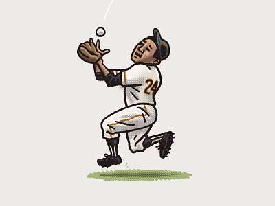 Willie Mays, "The Catch" athlete baseball drawing giants illustration mario mlb new york portrait san francisco spo mos spot illustration the catch willie mays zucca