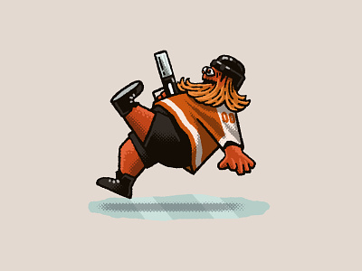 Gritty Makes His Debut, Falls on His Ass drawing flyers gritty hockey illustration mario nhl philadelphia philadelphia flyers philly portrait sports spot illustration zucca