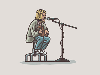 Nirvana: MTV Unplugged in New York 90s drawing grunge illustration kurt cobain mario moments mtv music music moments nirvana portrait rock spot illustration zucca