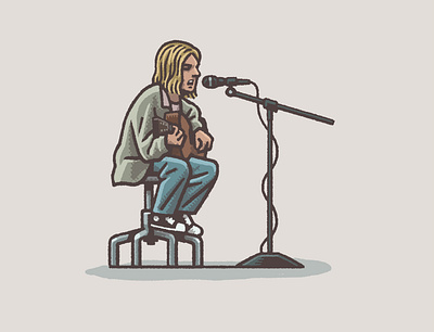Nirvana: MTV Unplugged in New York 90s drawing grunge illustration kurt cobain mario moments mtv music music moments nirvana portrait rock spot illustration zucca