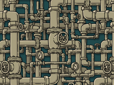 Pipes Pattern drawing illustration mario pattern pipes plumbing pressure gauge repeating seamless shutoff valves zucca
