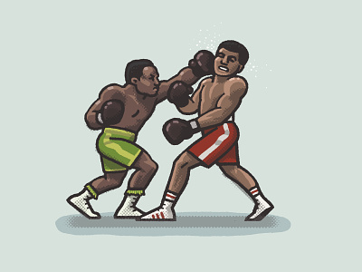 Fight of the Century 1971 70s athlete boxing drawing illustration joe frazier mario muhammad ali portrait spo mo spo mos sports spot illustration zucca