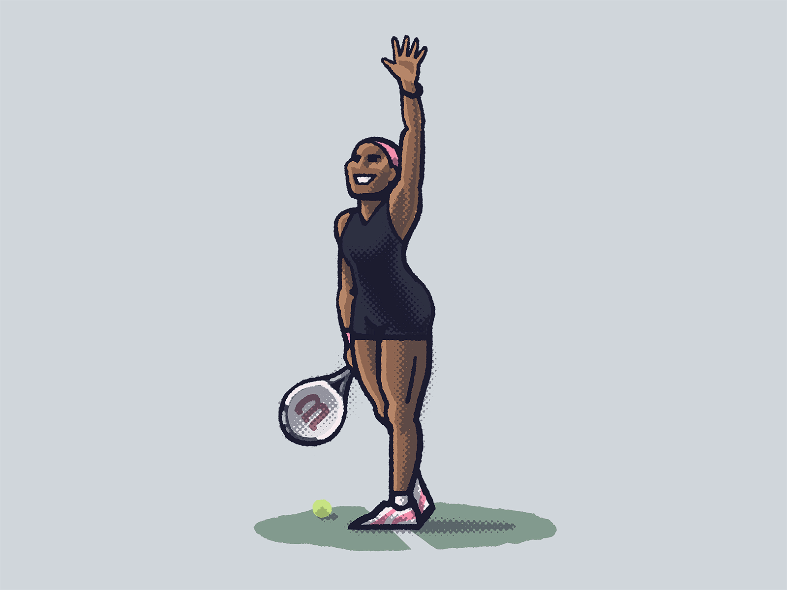 Serena Williams Animated Gif 2002 animated gif animation athlete drawing illustration looping animation looping gif mario portrait serena williams sports spot illustration tennis us open zucca