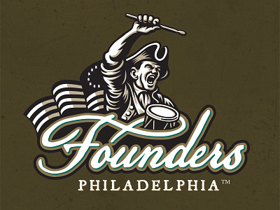 Philadelphia Founders Logo cross fit founders illustration logo mario npfl paragraph inc philadelphia philly sports vector zucca