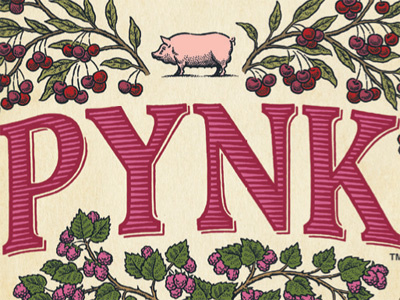 Pynk Beer Label beer brewing cherries illustration label mario ornate pynk raspberries seasonal yards zucca