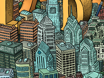 Center City Philly Detail center city city hall comcast tower illustration liberty place maps mario moore philadelphia philly zucca