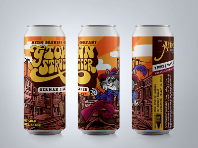 G-Town Stutter Can Mockup 70s beer can can art can graphics craft brewing drawing illustrated type illustration mario packaging tallboy typography zucca