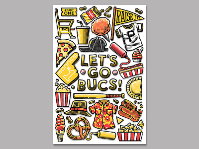 Let's Go Bucs Poster baseball design drawing illustration mario mlb pirates pittsburgh poster sports zucca
