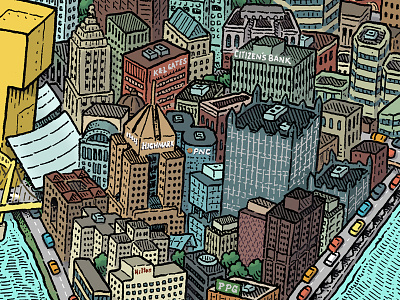 Pittsburgh Map Detail: Downtown burgh east end illustration map mario penguins pirates pittsburgh print steelers zucca